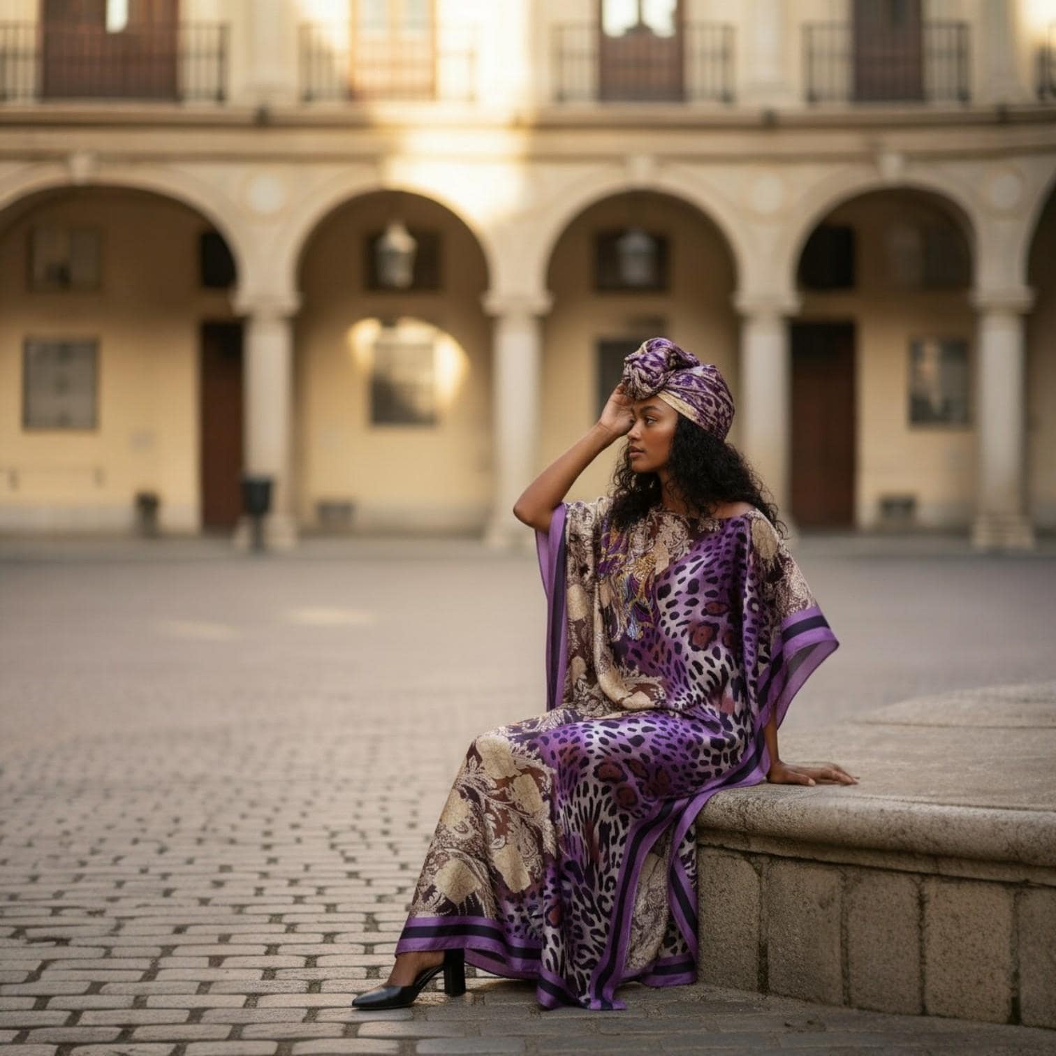Sequin LiLiGirl Kaftan Dress and Scarf – Luxury Vacation Gift, One Size Fits Most  Dress