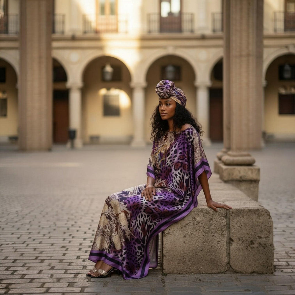 Sequin LiLiGirl Kaftan Dress and Scarf – Luxury Vacation Gift, One Size Fits Most  Dress