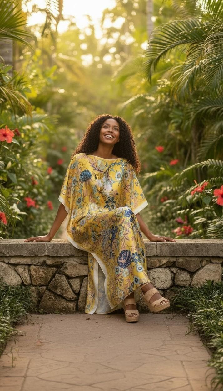 Sequin Afro-Girl Kaftan Dress – Luxury Vacation Gift, Handmade, One Size Fits Most
