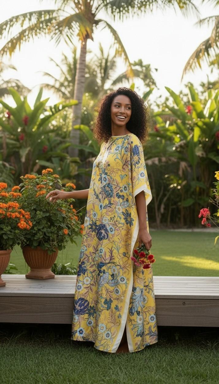 Sequin Afro-Girl Kaftan Dress – Luxury Vacation Gift, Handmade, One Size Fits Most