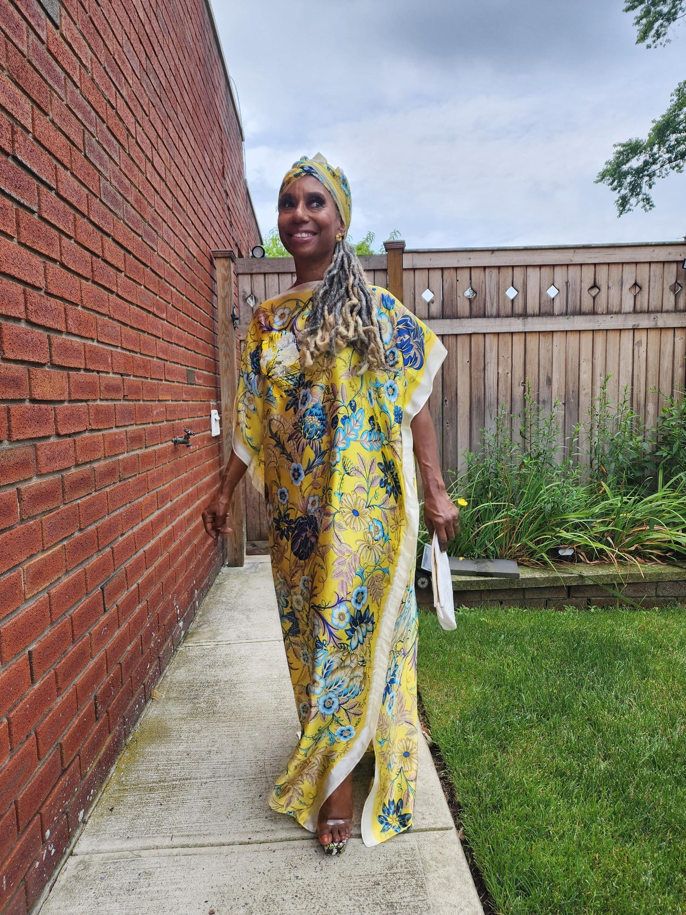 Sequin Afro-Girl Kaftan Dress – Luxury Vacation Gift, Handmade, One Size Fits Most