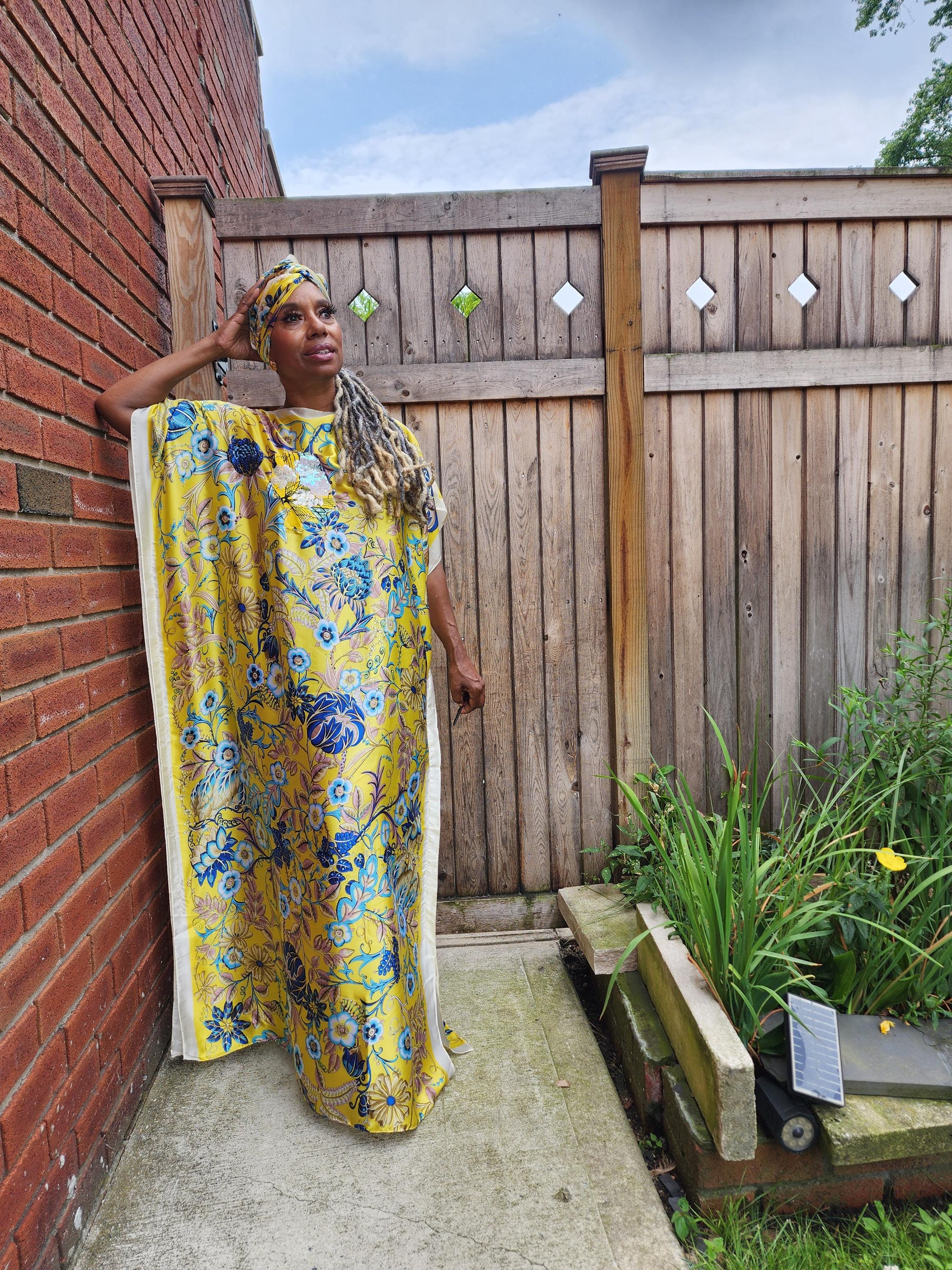 Sequin Afro-Girl Kaftan Dress – Luxury Vacation Gift, Handmade, One Size Fits Most