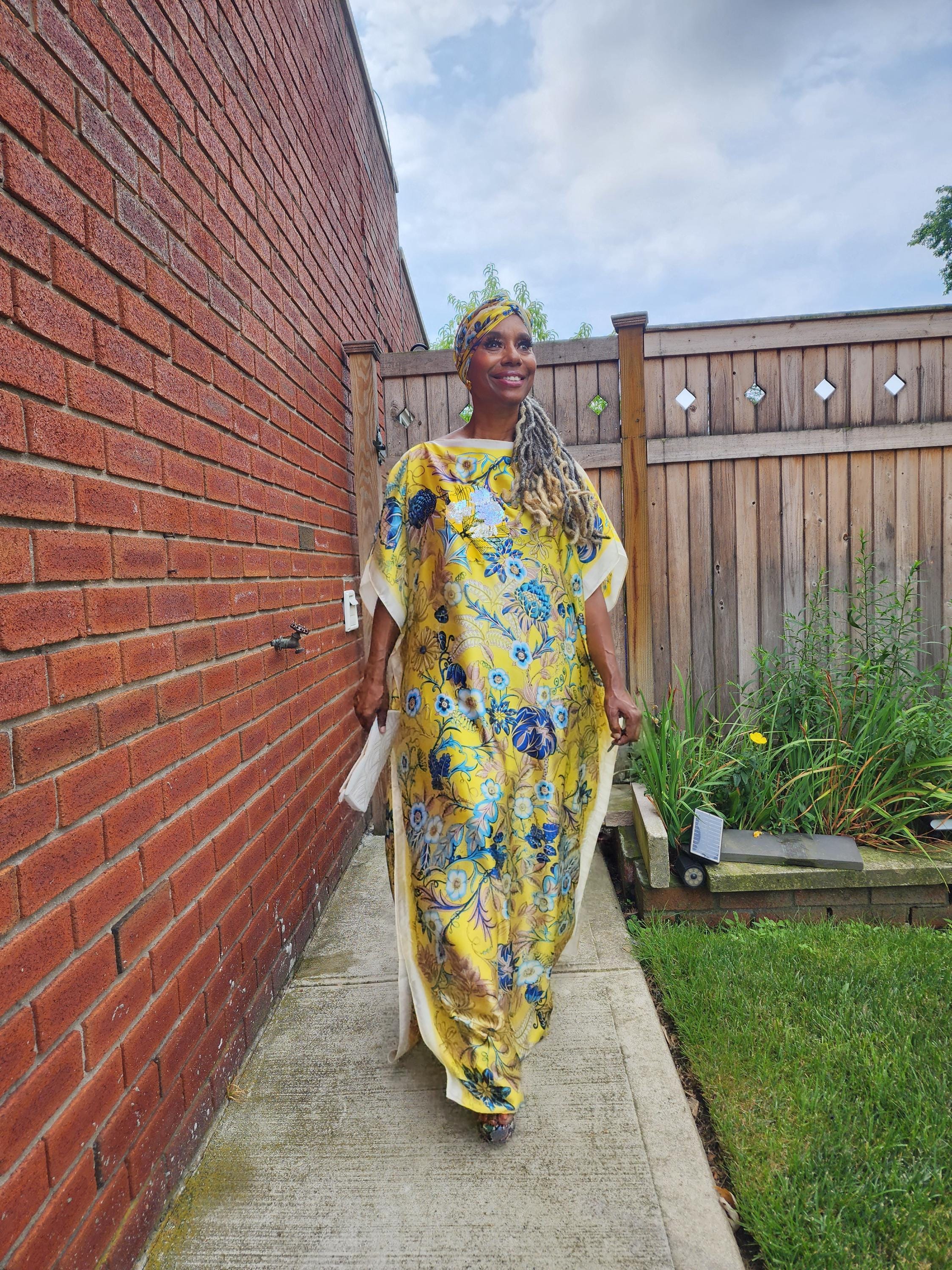 Sequin Afro-Girl Kaftan Dress – Luxury Vacation Gift, Handmade, One Size Fits Most
