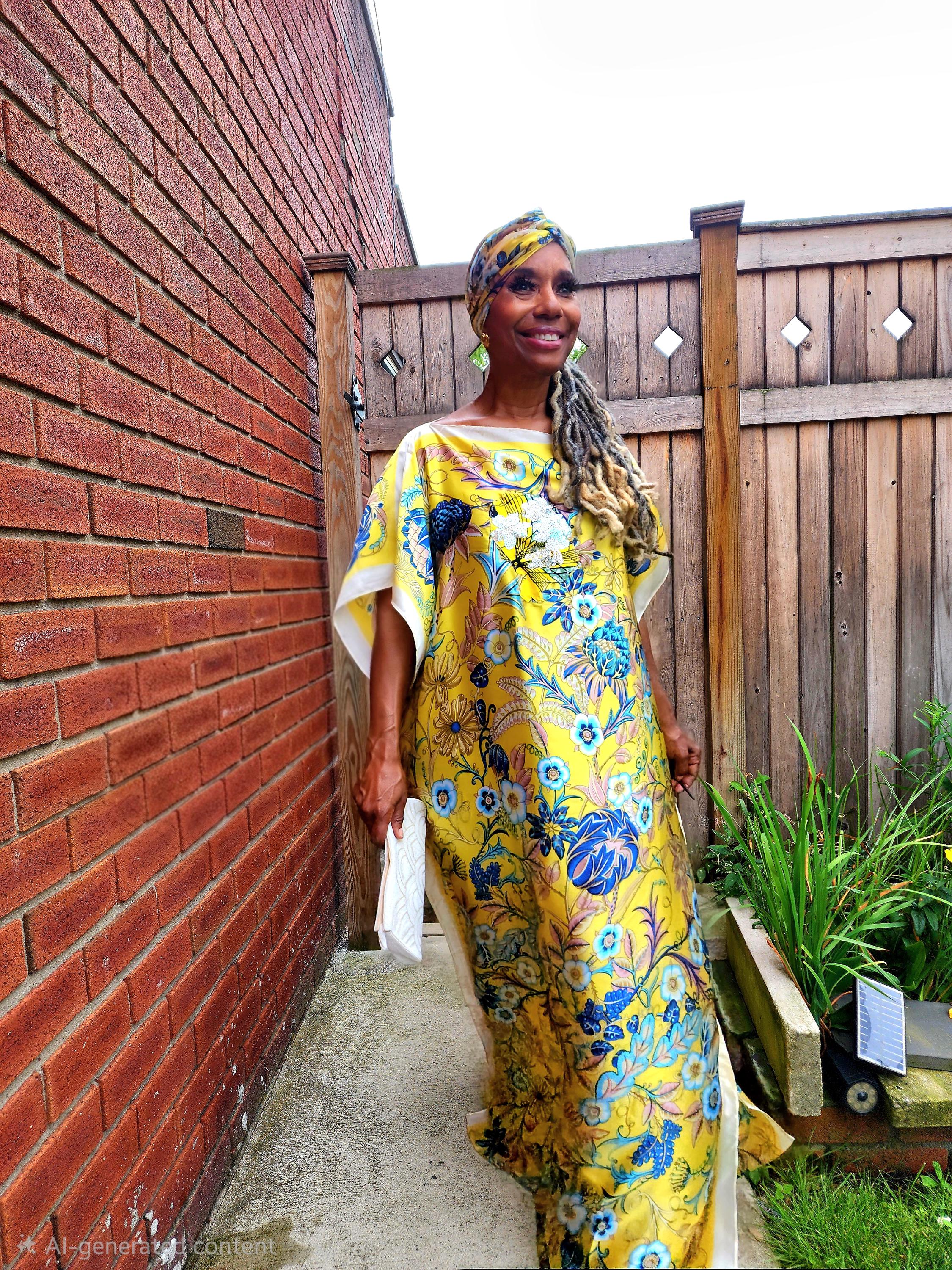 Sequin Afro-Girl Kaftan Dress – Luxury Vacation Gift, Handmade, One Size Fits Most