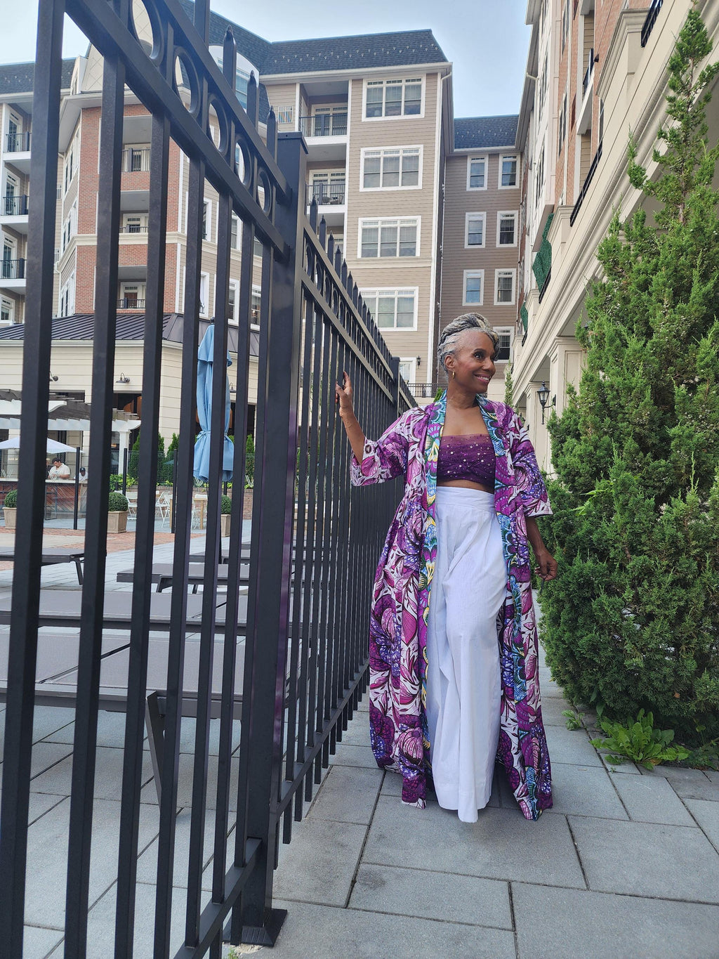 Floral Glitter African Wax Kimono: Maxi Duster Coat