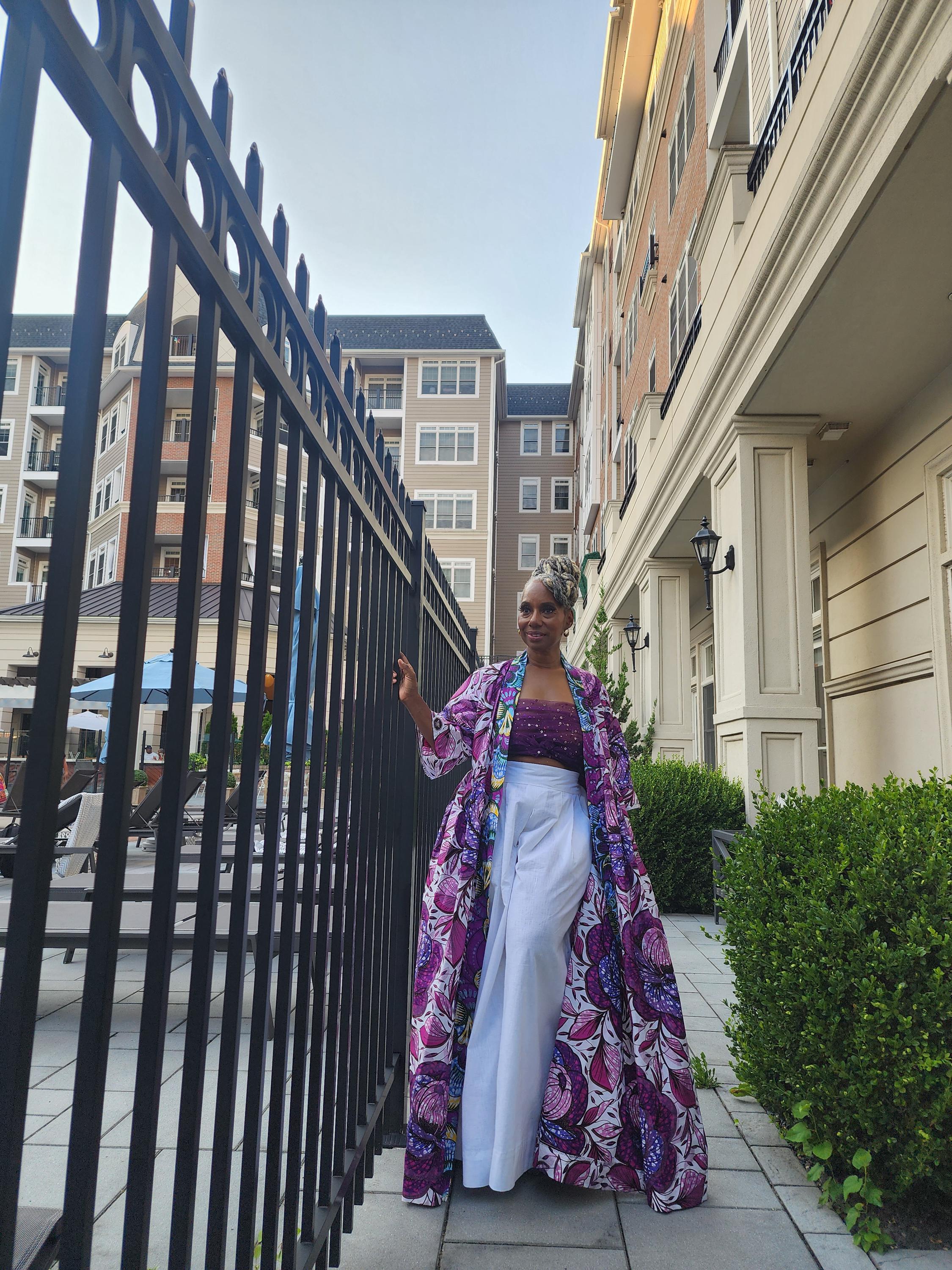 Floral Glitter African Wax Kimono: Maxi Duster Coat