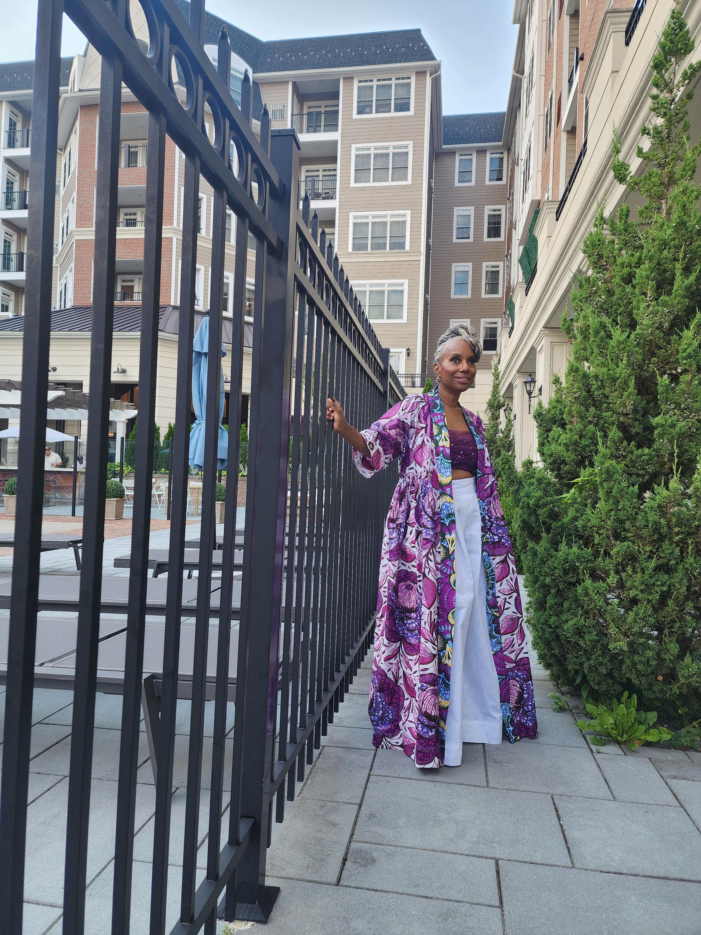 Floral Glitter African Wax Kimono: Maxi Duster Coat