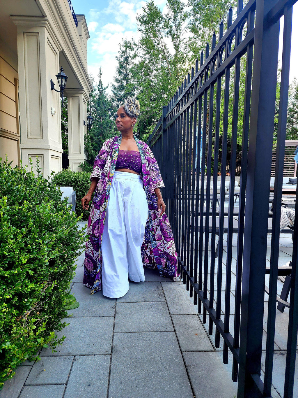Floral Glitter African Wax Kimono: Maxi Duster Coat