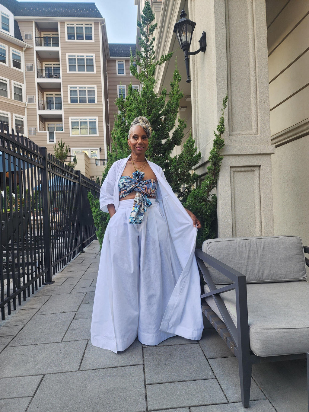 Harusi Kimono:  White Linen Maxi Duster Coat
