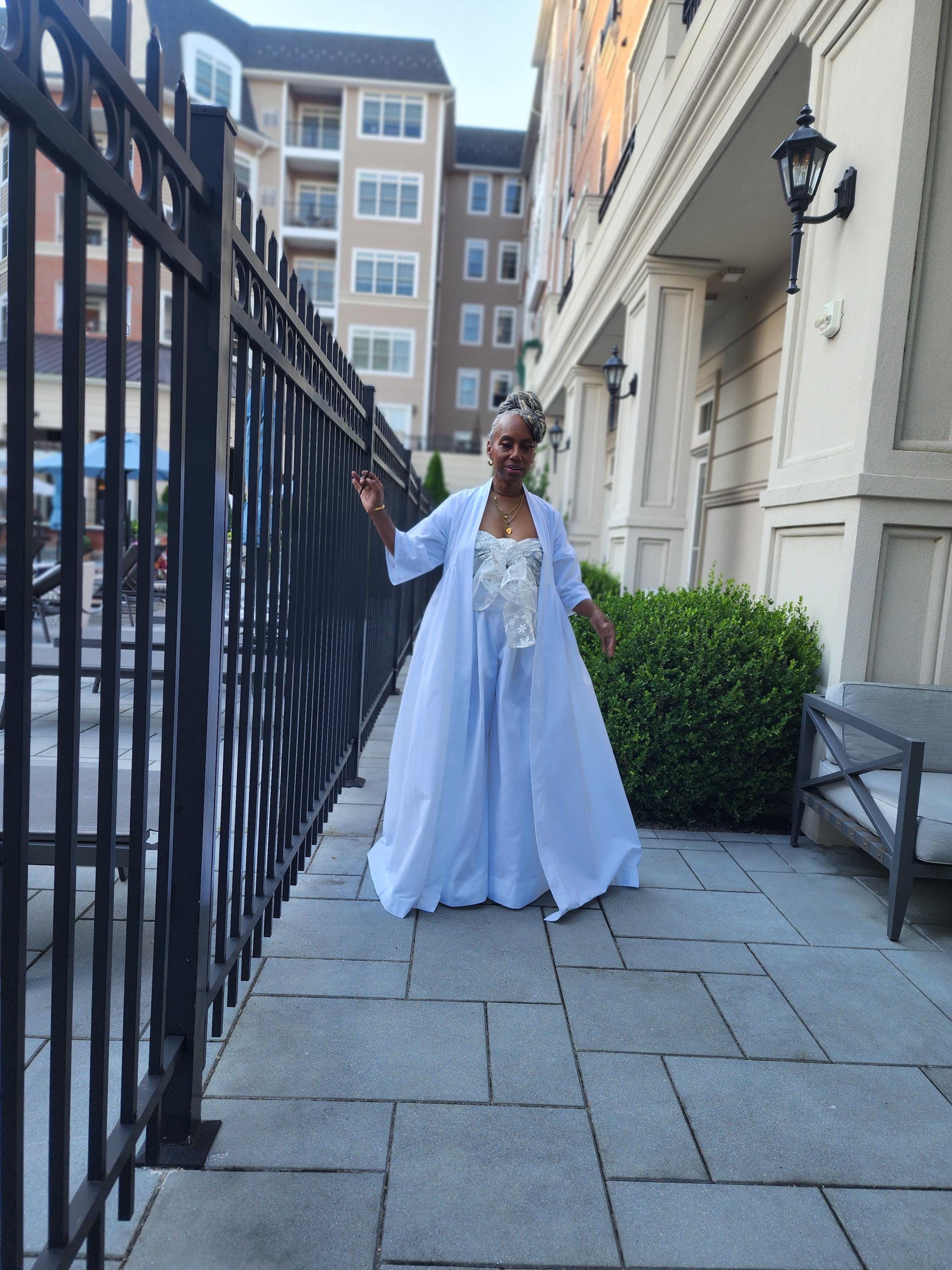 Harusi Kimono:  White Linen Maxi Duster Coat