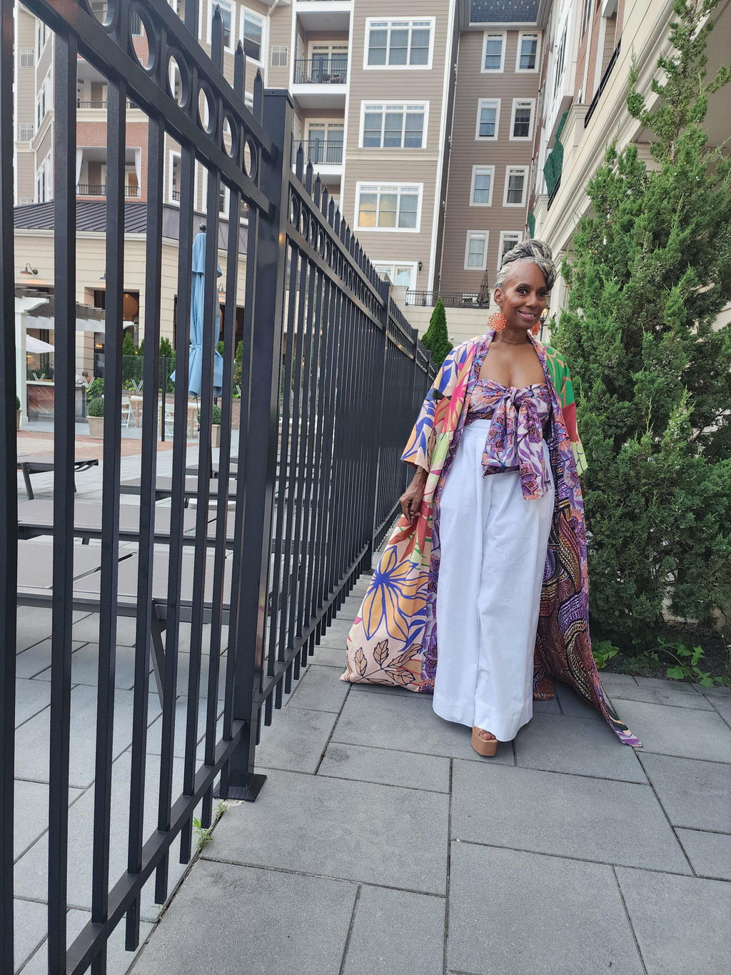 Reversible Harusi Kimono, African Wax Mix Print Kimono, Modest Church Dress, Full Length Duster