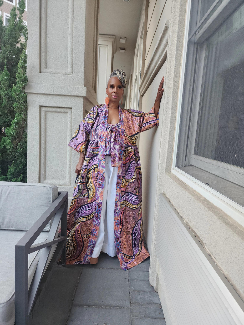 Reversible Harusi Kimono, African Wax Mix Print Kimono, Modest Church Dress, Full Length Duster