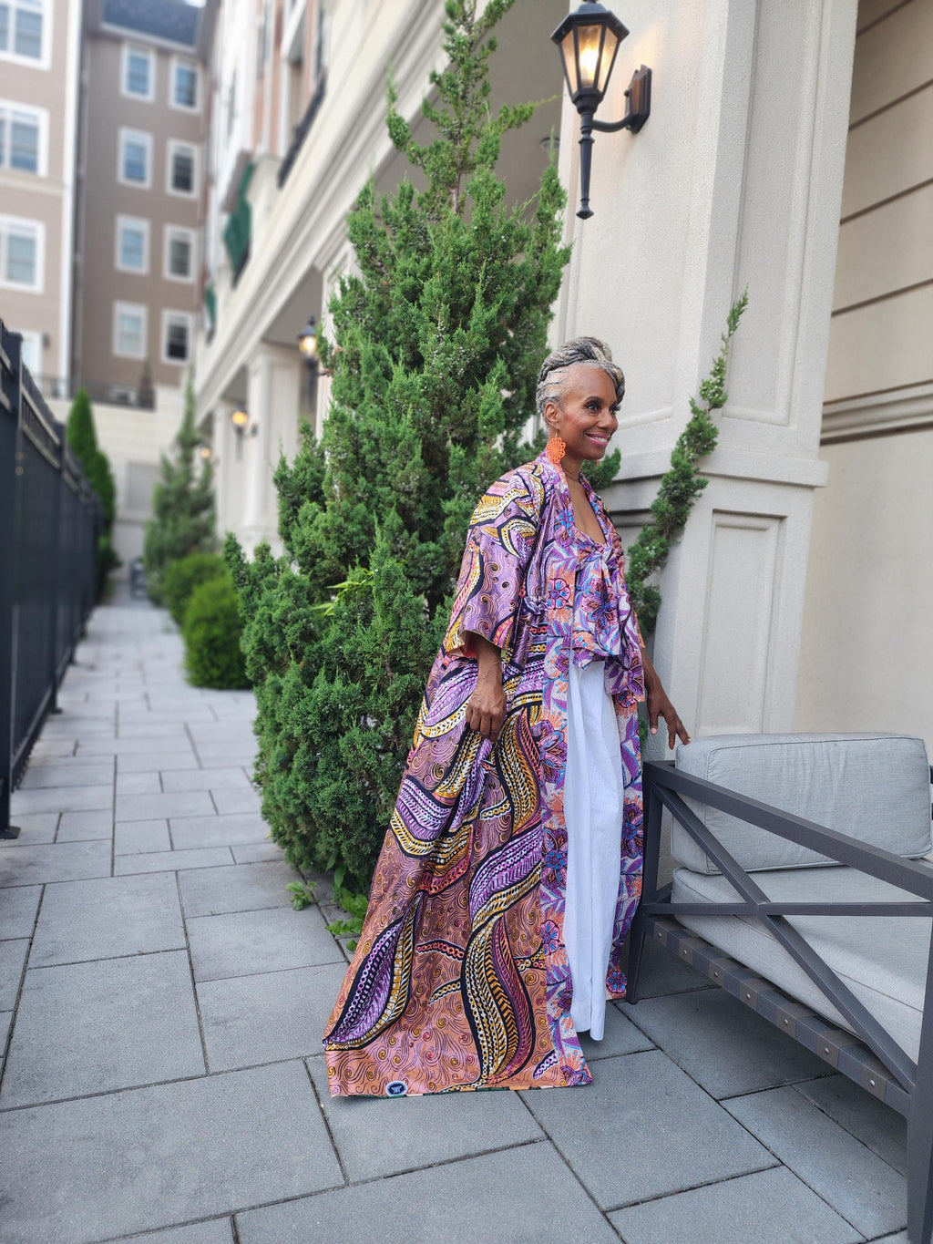 Reversible Harusi Kimono, African Wax Mix Print Kimono, Modest Church Dress, Full Length Duster
