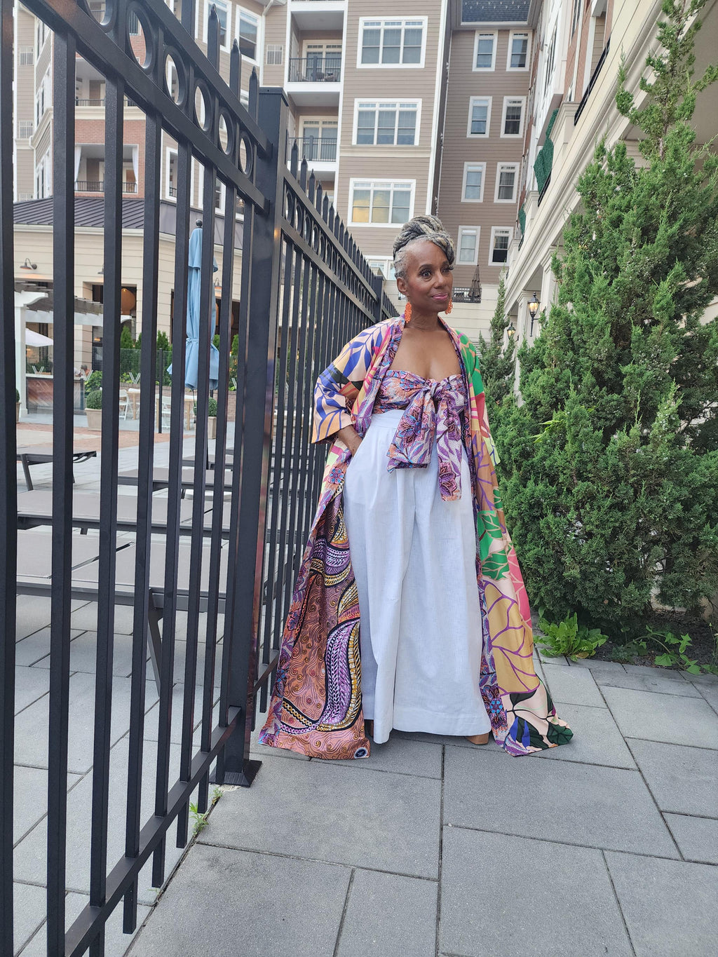 Reversible Harusi Kimono, African Wax Mix Print Kimono, Modest Church Dress, Full Length Duster