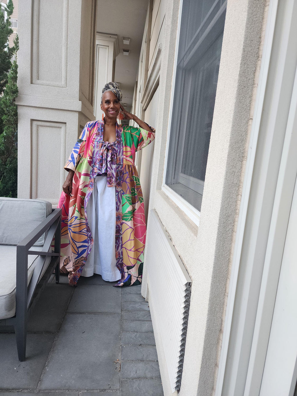 Reversible Harusi Kimono, African Wax Mix Print Kimono, Modest Church Dress, Full Length Duster