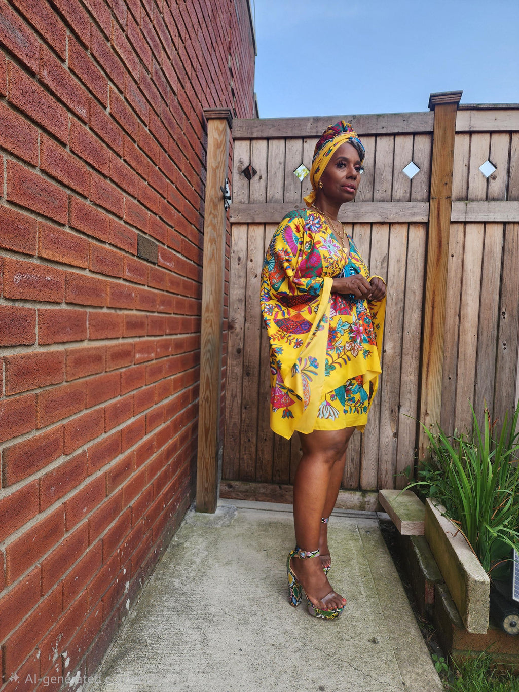 LiiLiiGiirl Sequin Afro-Girl Kaftan Tunic Top with Shorts & Scarf