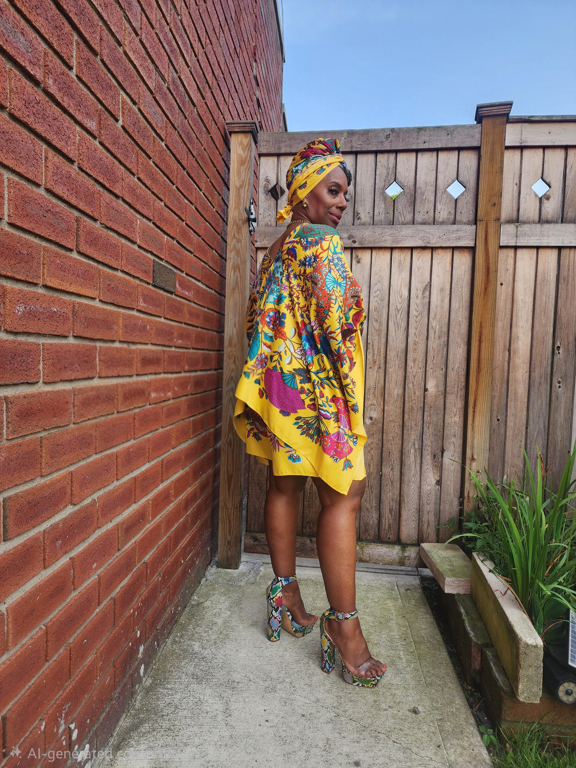 LiiLiiGiirl Sequin Afro-Girl Kaftan Tunic Top with Shorts & Scarf