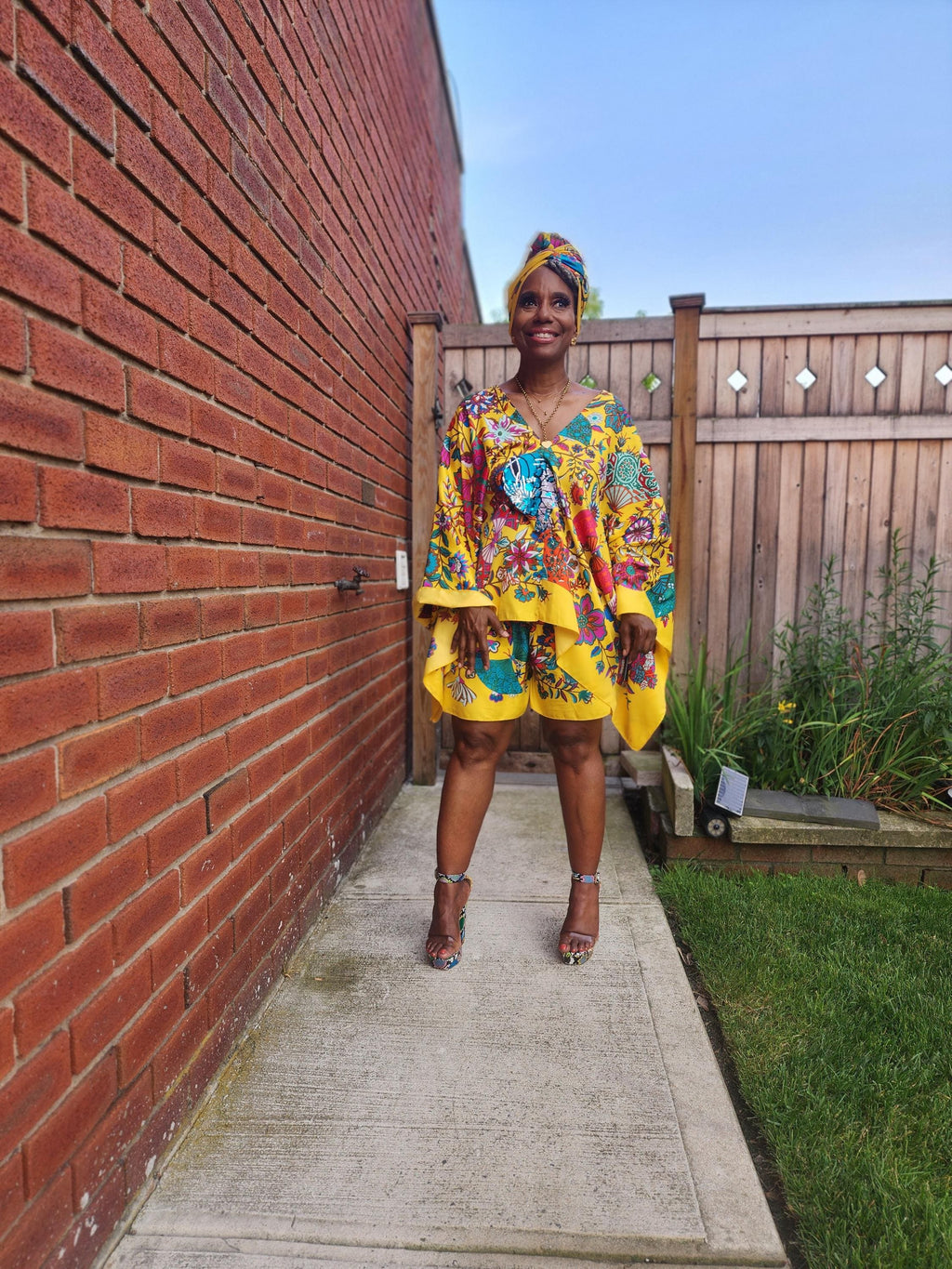 LiiLiiGiirl Sequin Afro-Girl Kaftan Tunic Top with Shorts & Scarf
