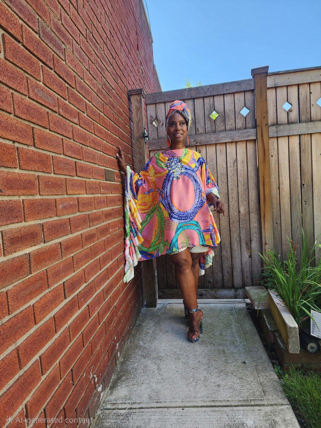 LiiLiiGiirl Sequin Afro-Girl Kaftan Ruffle Tunic Dress with Shorts & Scarf