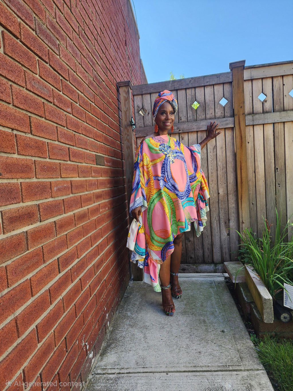 LiiLiiGiirl Sequin Afro-Girl Kaftan Ruffle Tunic Dress with Shorts & Scarf