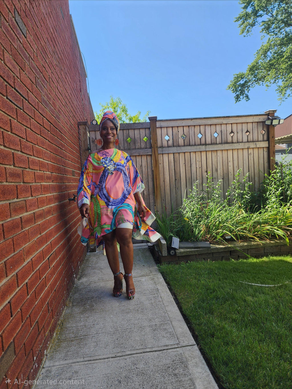 LiiLiiGiirl Sequin Afro-Girl Kaftan Ruffle Tunic Dress with Shorts & Scarf