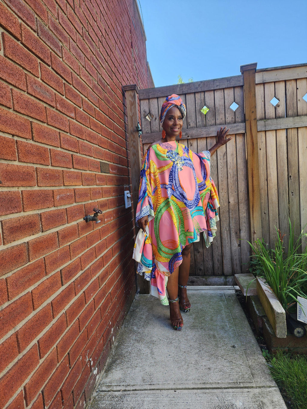 LiiLiiGiirl Sequin Afro-Girl Kaftan Ruffle Tunic Dress with Shorts & Scarf