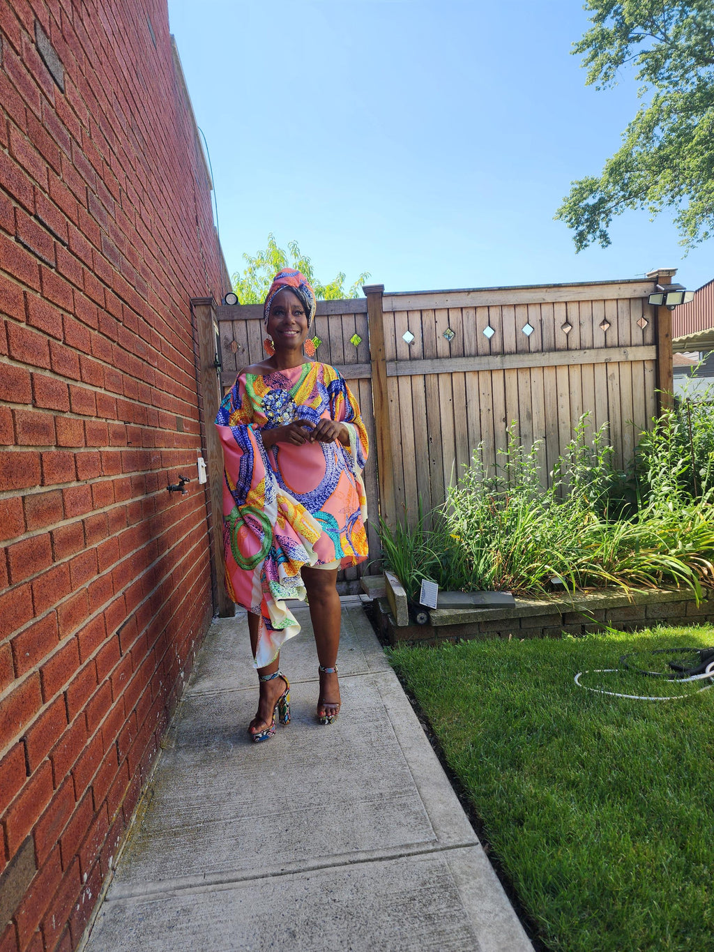 LiiLiiGiirl Sequin Afro-Girl Kaftan Ruffle Tunic Dress with Shorts & Scarf