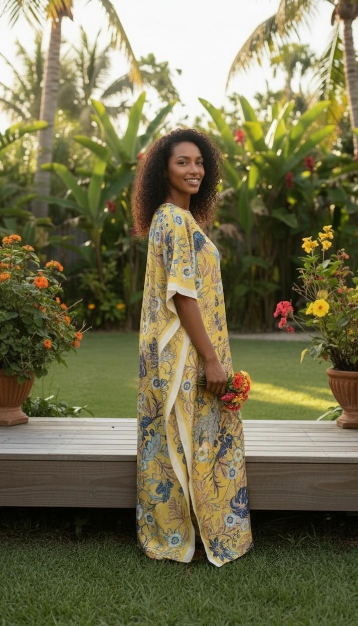Sequin Afro-Girl Kaftan Dress – Luxury Vacation Gift, Handmade, One Size Fits Most