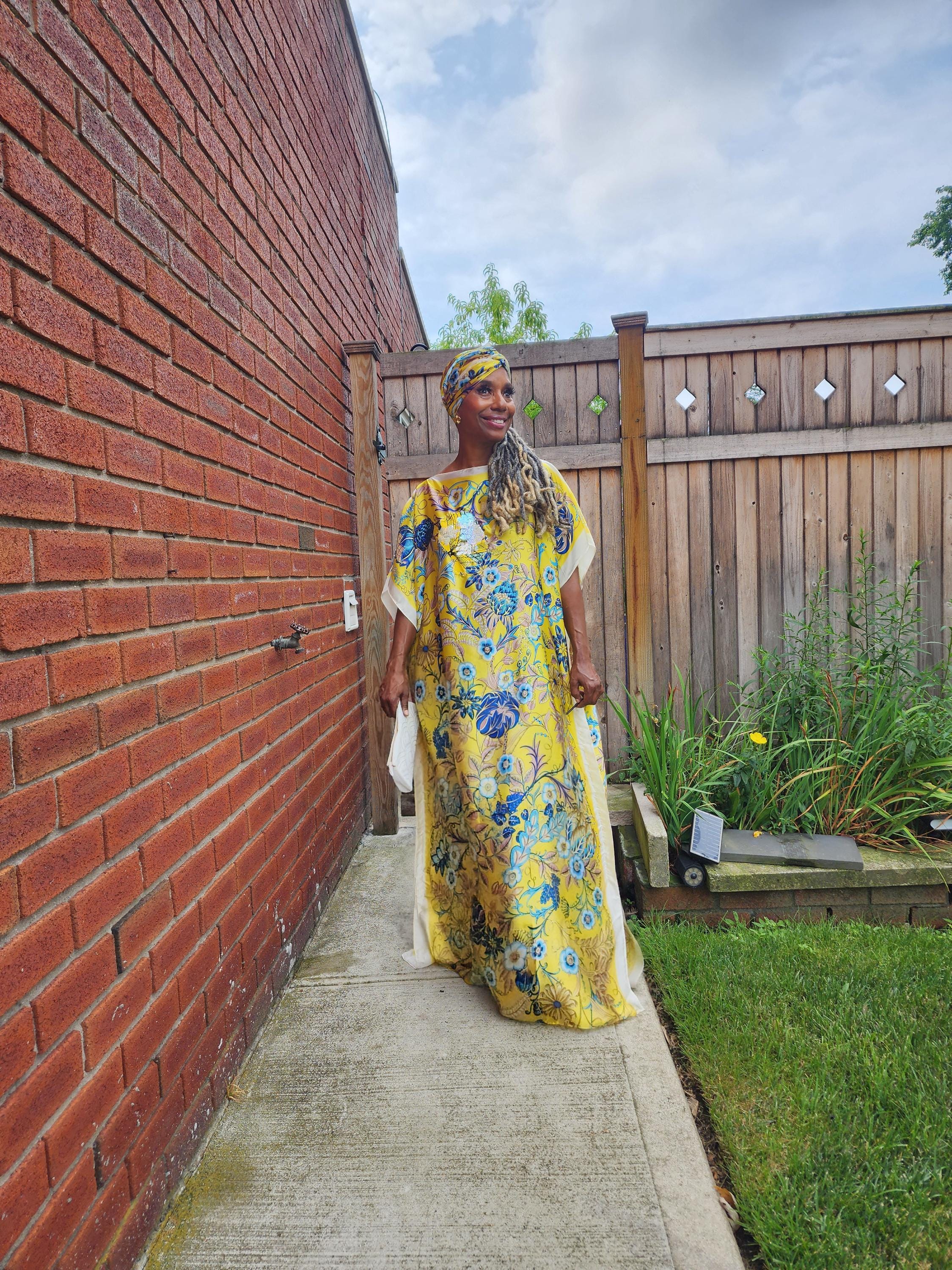 Sequin Afro-Girl Kaftan Dress – Luxury Vacation Gift, Handmade, One Size Fits Most