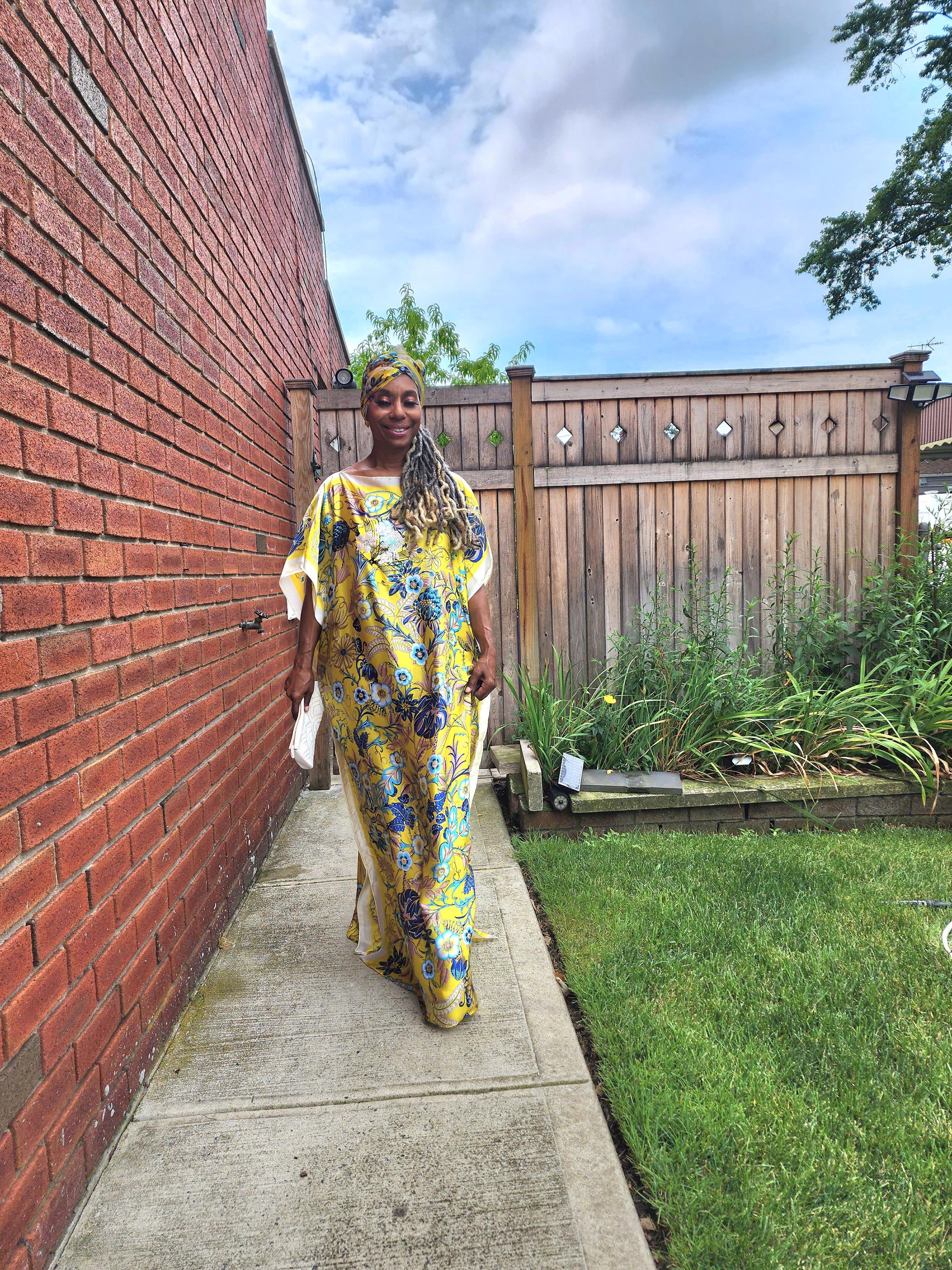 Sequin Afro-Girl Kaftan Dress – Luxury Vacation Gift, Handmade, One Size Fits Most