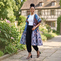 Purple Coral Glitter Wax African Print Duster, Versatile Kimono Cover Up, Funika Duster