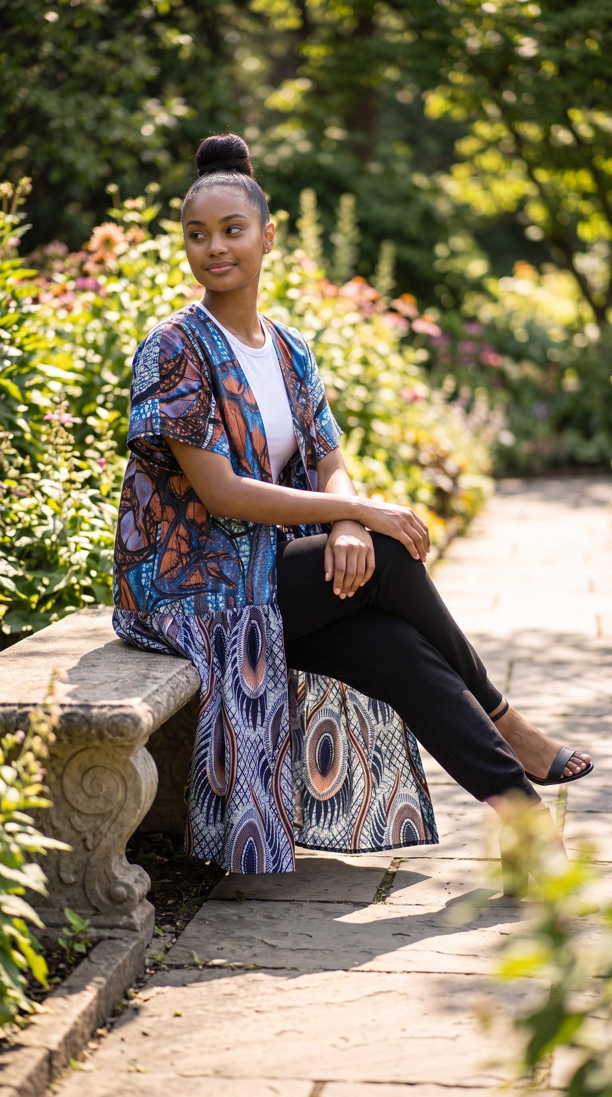 Purple Coral Glitter Wax African Print Duster, Versatile Kimono Cover Up, Funika Duster