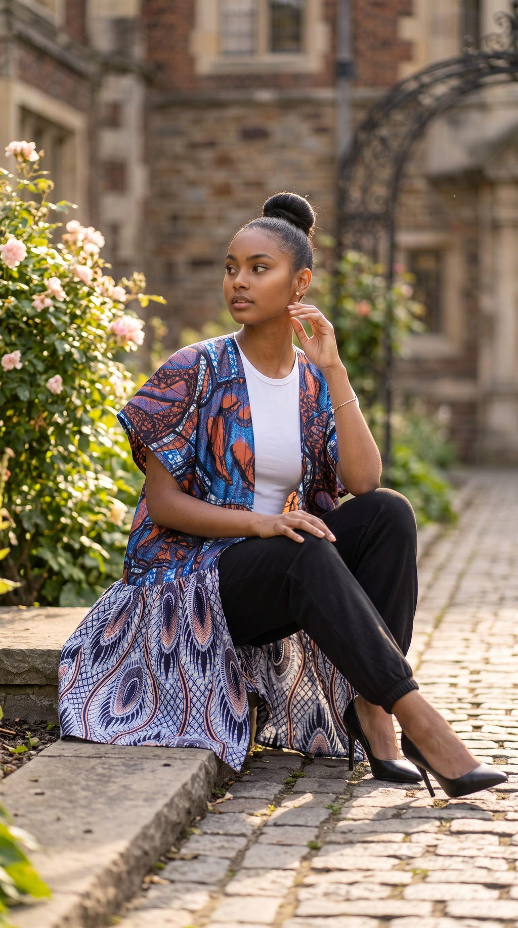 Purple Coral Glitter Wax African Print Duster, Versatile Kimono Cover Up, Funika Duster