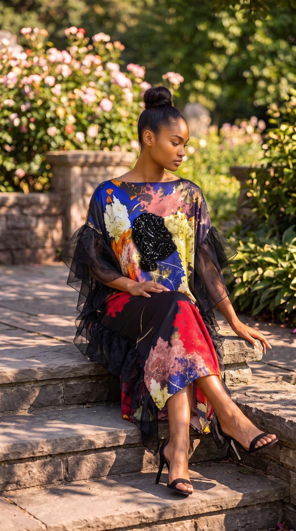 Sequin Kaftan Dress: Black, Red, Royal, Chocolate Brown Pink and Gold Ruffled  One Size Kaftan