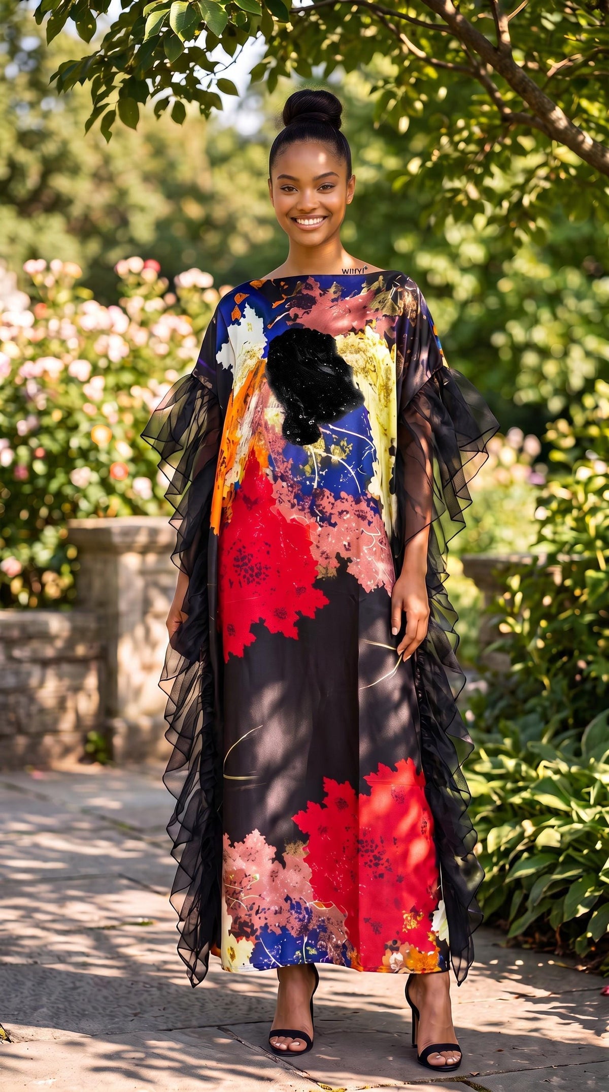 Sequin Kaftan Dress: Black, Red, Royal, Chocolate Brown Pink and Gold Ruffled  One Size Kaftan