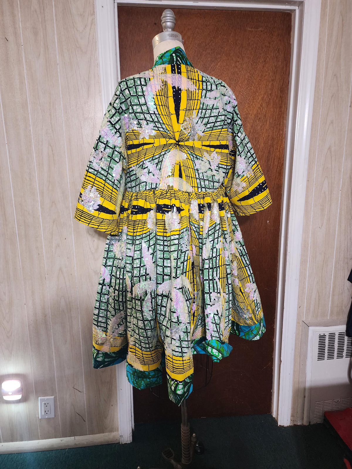 Sequin Embroidered African Wax Kimono: Bridal Robe, Harusi Duster
