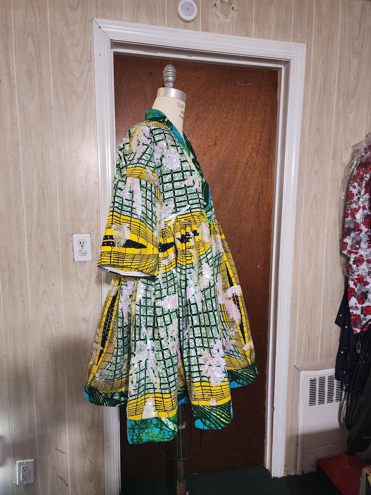 Sequin Embroidered African Wax Kimono: Bridal Robe, Harusi Duster