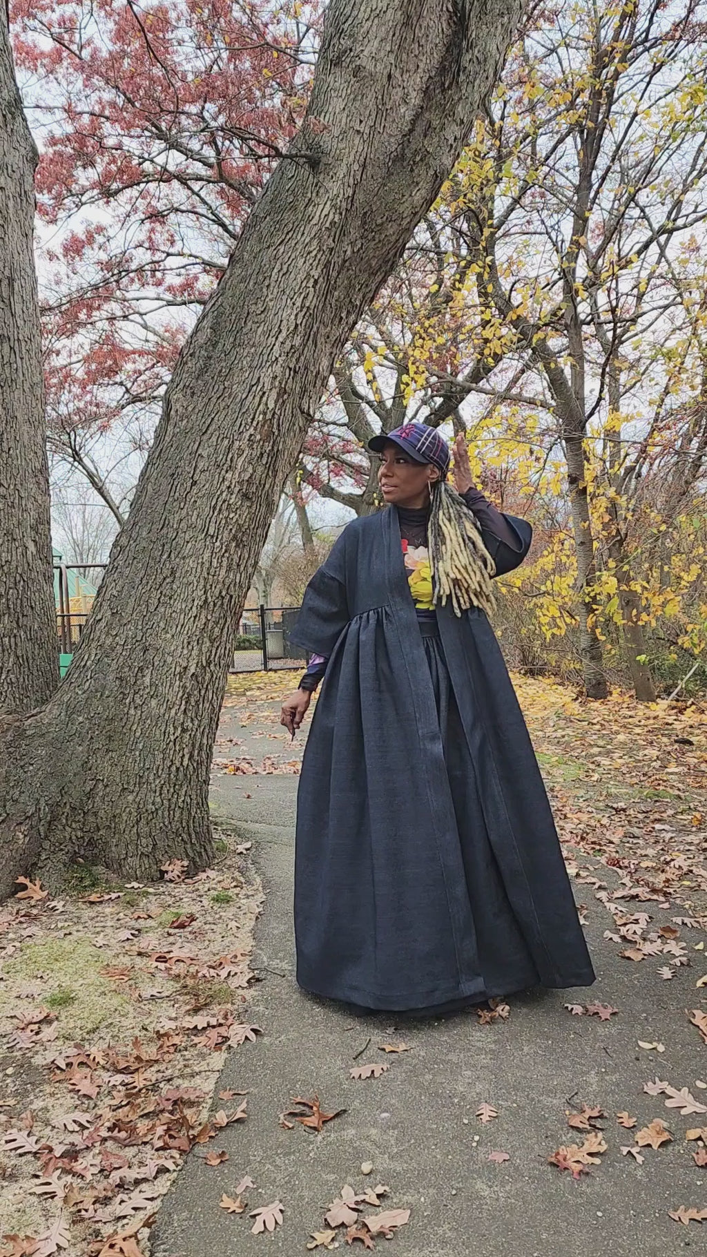 Indigo Blue Denim Harusi Kimono: Maxi Duster Coat