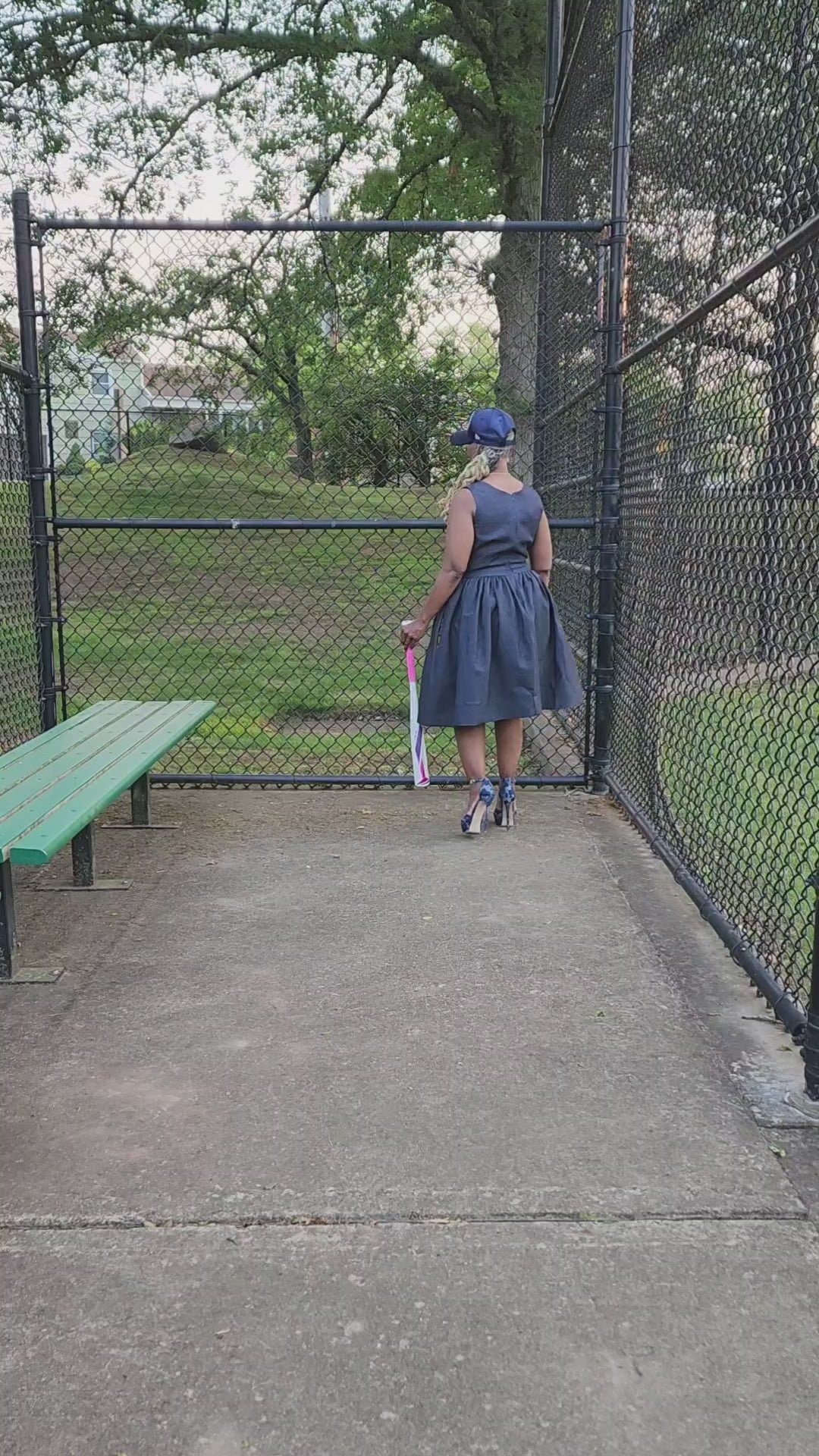 NY Yankee Denim Sleeveless  Skater Dress, Modest Church Dress