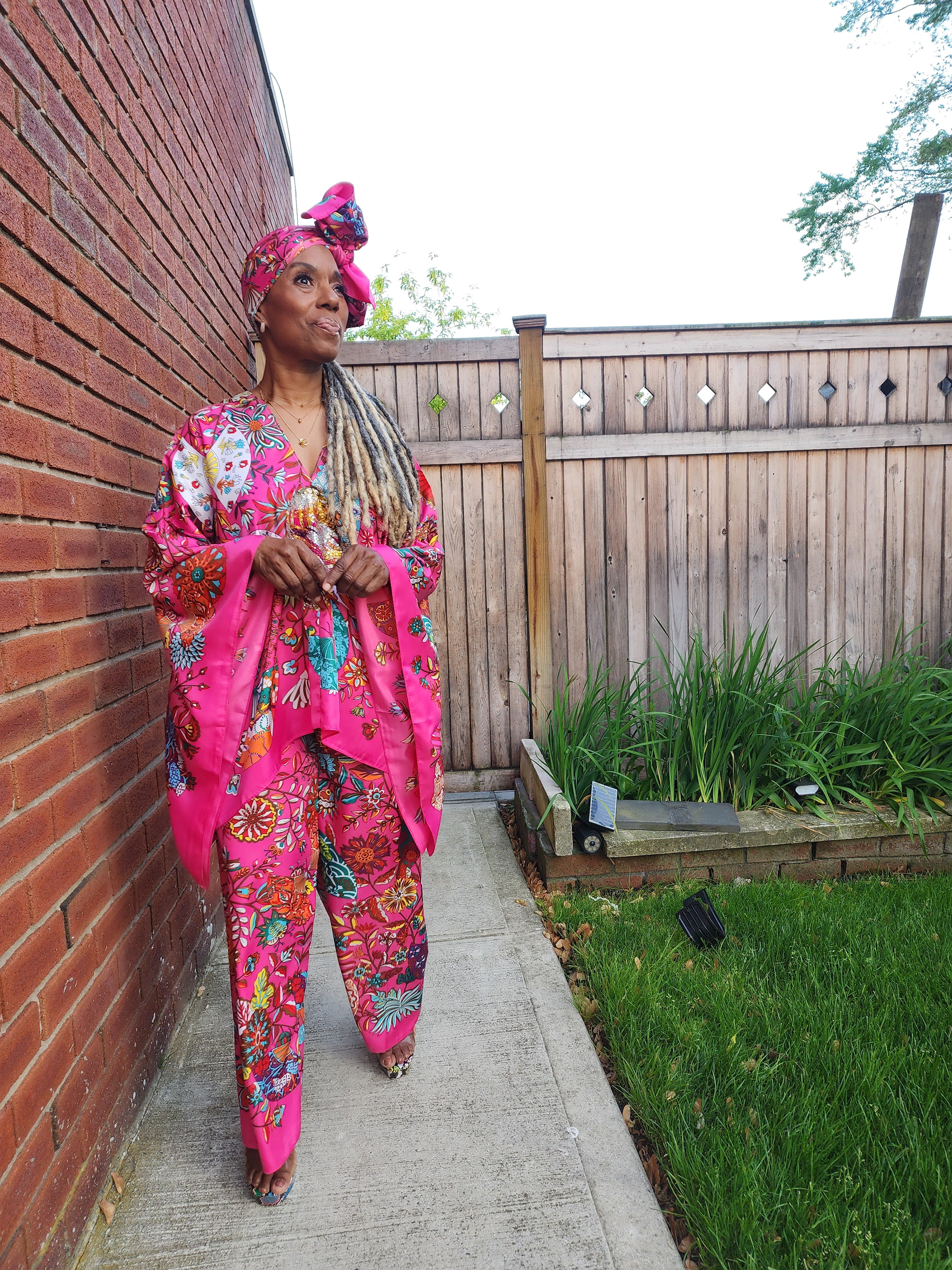 LiiLiiGiirl Sequin Afro-Girl Kaftan Tunic Top with Pants & Scarf