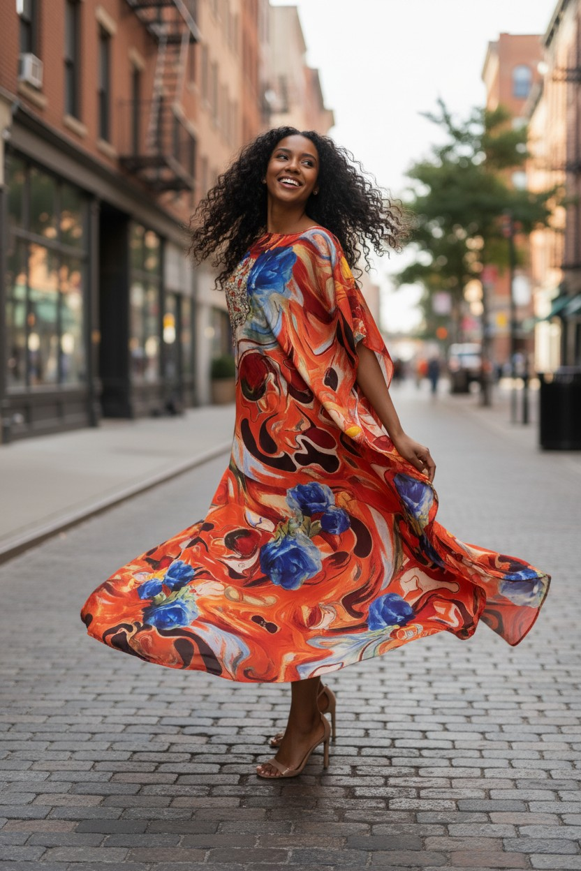 LiLiGirl Sequin Afro-Girl Kaftan Dress – Luxury Vacation Gift