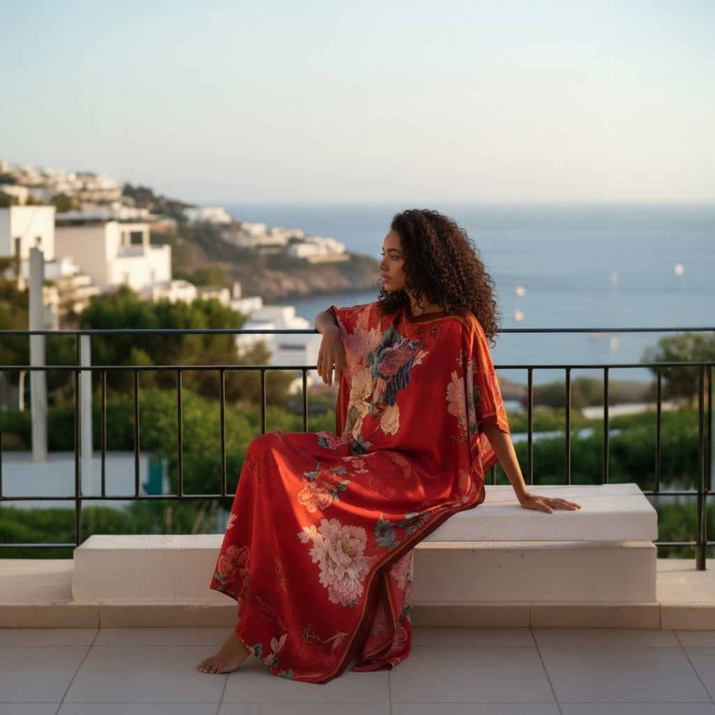 Sequin Afro-Girl Kaftan Dress with scarf – Luxury Vacation Gift, Handmade, One Size Fits Most