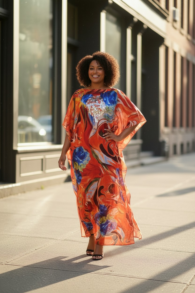 LiLiGirl Sequin Afro-Girl Kaftan Dress – Luxury Vacation Gift