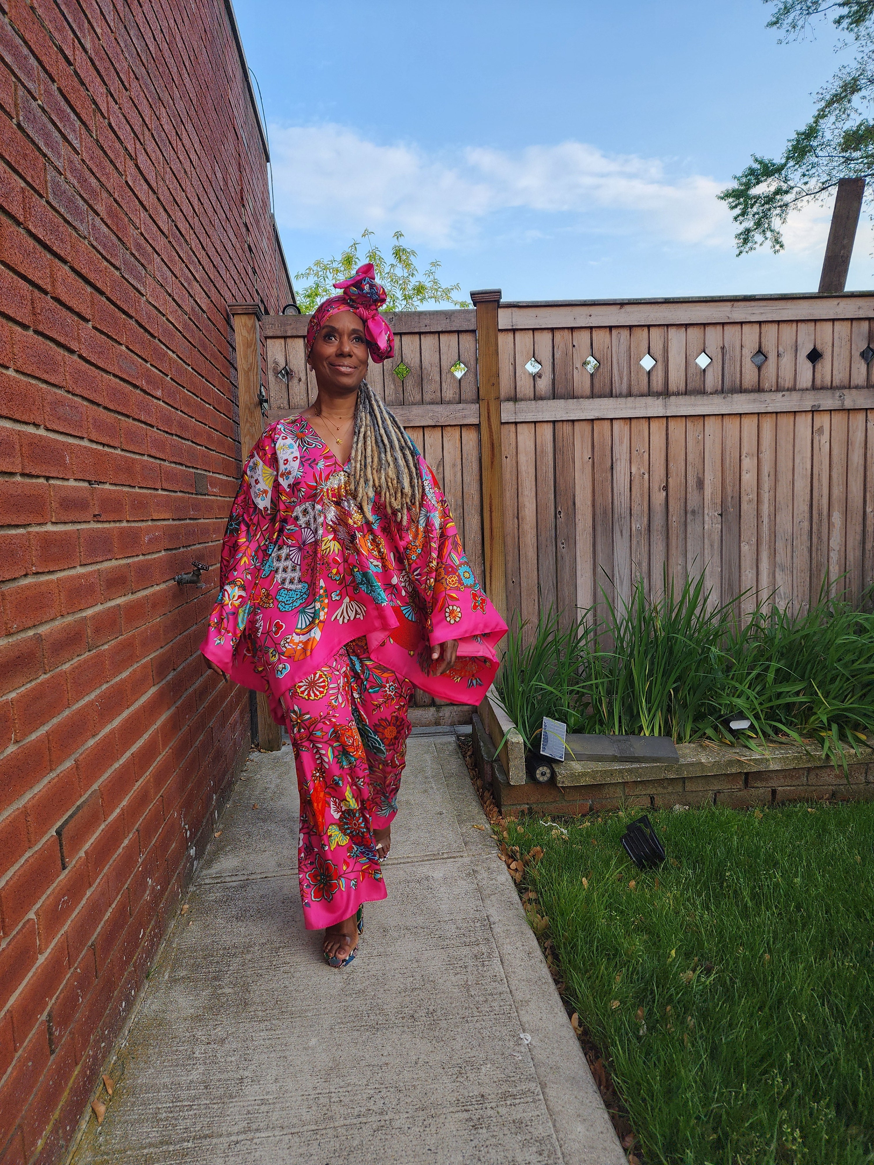LiiLiiGiirl Sequin Afro-Girl Kaftan Tunic Top with Pants & Scarf