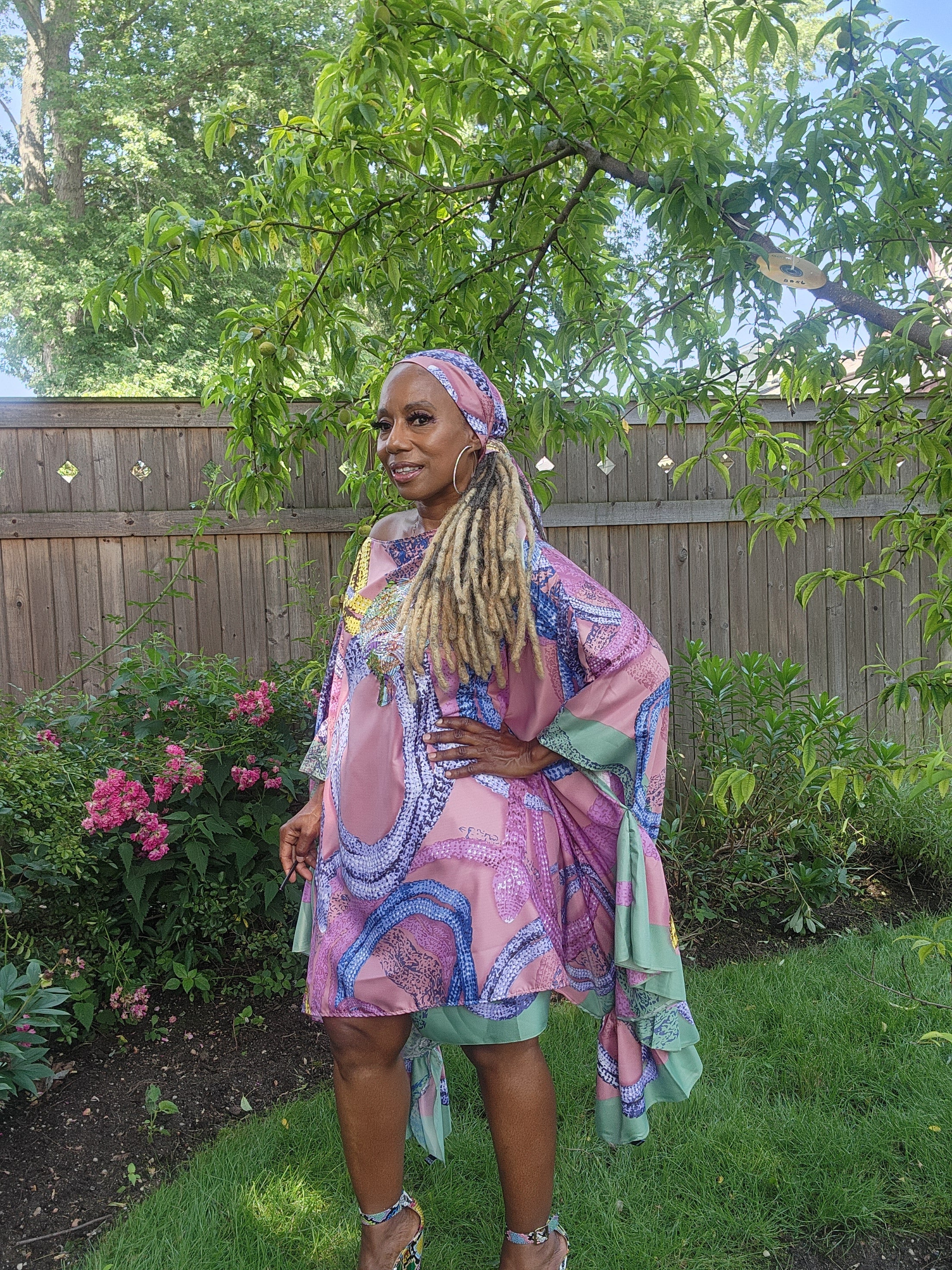 LiiLiiGiirl Sequin Afro-Girl Kaftan Tunic Top with Pants & Scarf