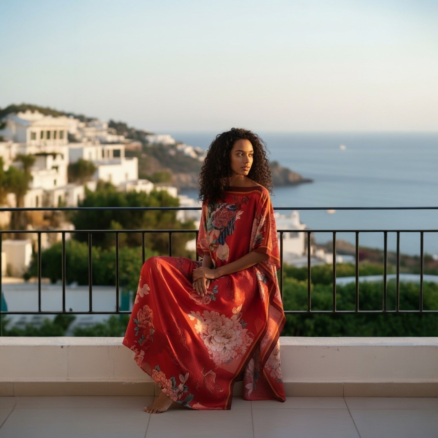 Sequin Afro-Girl Kaftan Dress with scarf – Luxury Vacation Gift, Handmade, One Size Fits Most
