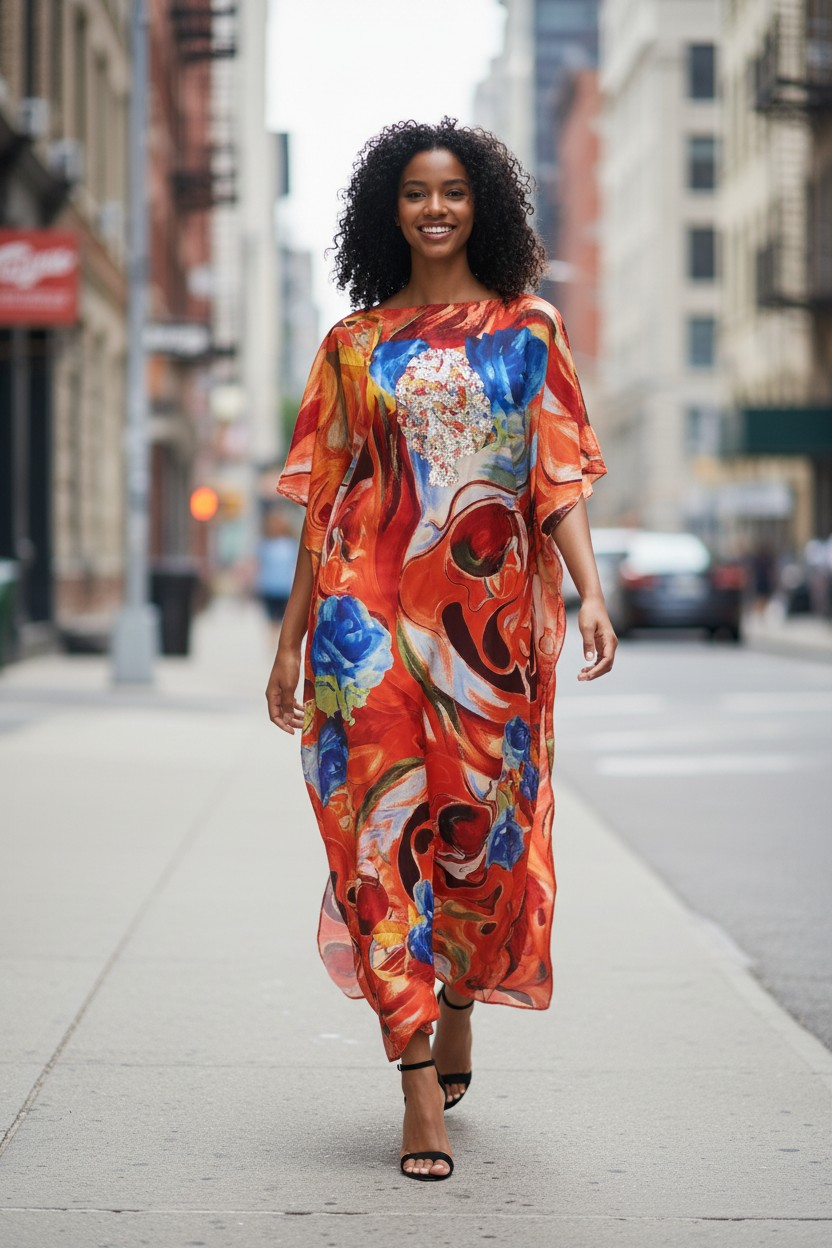 LiLiGirl Sequin Afro-Girl Kaftan Dress – Luxury Vacation Gift
