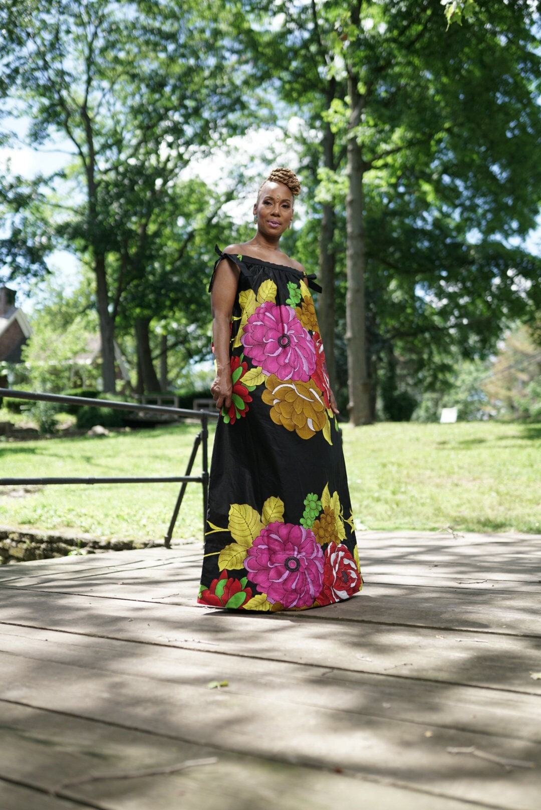 African Clothing for Women: Majira Off the Shoulder Dress  made from African Java Wax  (see last pic for print)