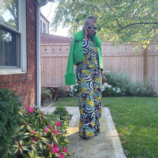 NAJA African Pants |  Wide Leg Fully Lined Trousers | Flat Front Side Pocket Pants | African Print Wide Leg Pants | African Print Pants